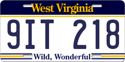 WV license plate 9IT218