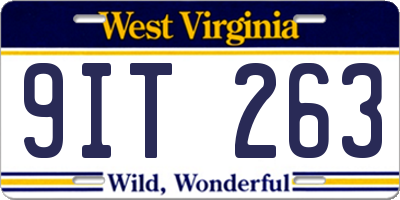 WV license plate 9IT263