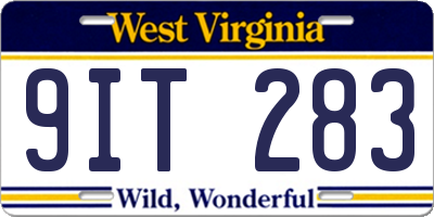 WV license plate 9IT283