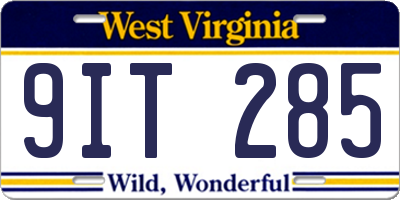 WV license plate 9IT285