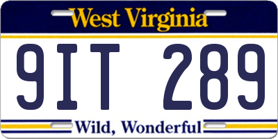WV license plate 9IT289