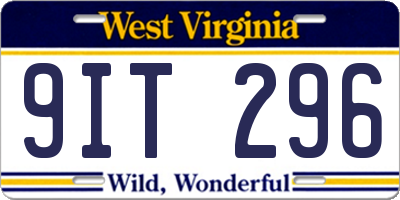 WV license plate 9IT296