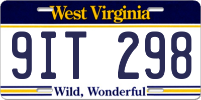 WV license plate 9IT298