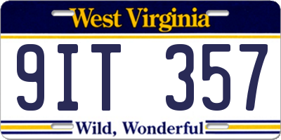 WV license plate 9IT357