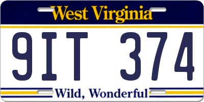 WV license plate 9IT374