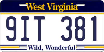 WV license plate 9IT381