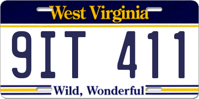 WV license plate 9IT411