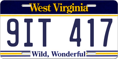 WV license plate 9IT417
