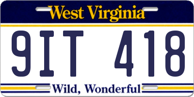 WV license plate 9IT418
