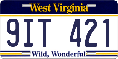 WV license plate 9IT421