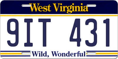 WV license plate 9IT431