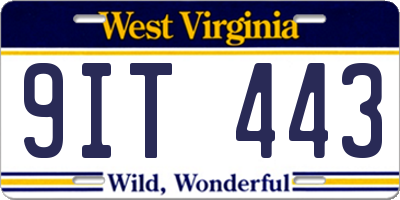 WV license plate 9IT443