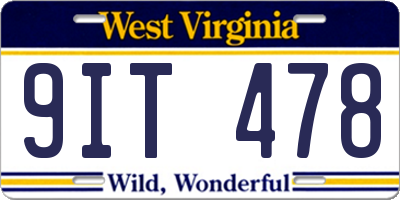 WV license plate 9IT478
