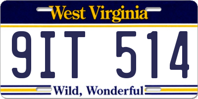 WV license plate 9IT514