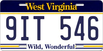 WV license plate 9IT546