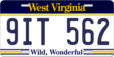 WV license plate 9IT562
