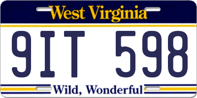 WV license plate 9IT598