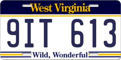 WV license plate 9IT613