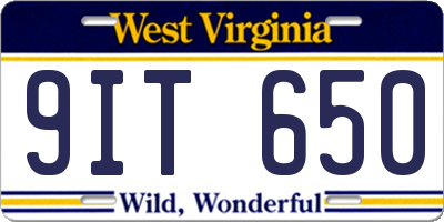 WV license plate 9IT650