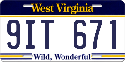 WV license plate 9IT671