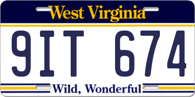 WV license plate 9IT674