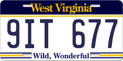 WV license plate 9IT677