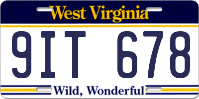 WV license plate 9IT678
