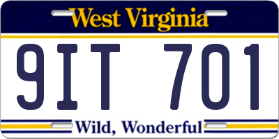 WV license plate 9IT701