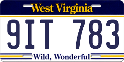 WV license plate 9IT783