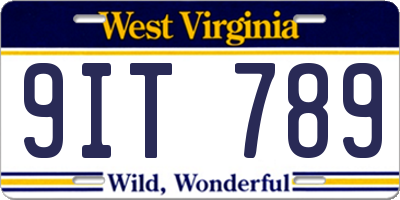 WV license plate 9IT789
