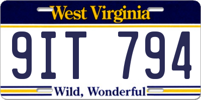 WV license plate 9IT794
