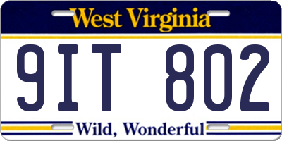 WV license plate 9IT802