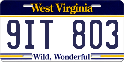 WV license plate 9IT803