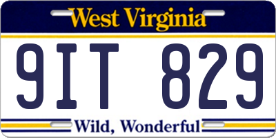 WV license plate 9IT829
