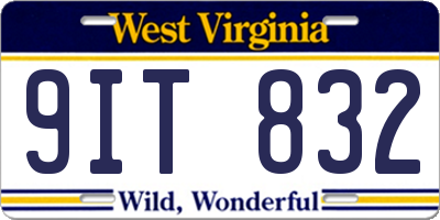 WV license plate 9IT832