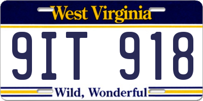 WV license plate 9IT918