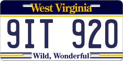 WV license plate 9IT920