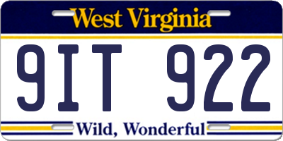 WV license plate 9IT922