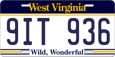 WV license plate 9IT936