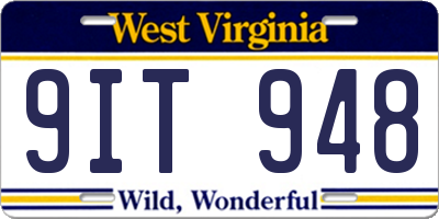 WV license plate 9IT948