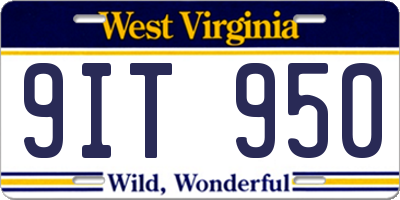 WV license plate 9IT950