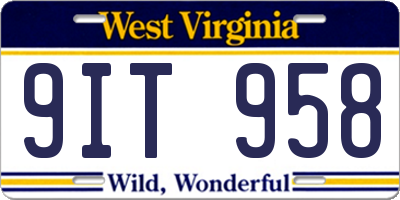 WV license plate 9IT958