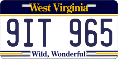 WV license plate 9IT965