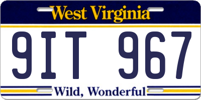 WV license plate 9IT967