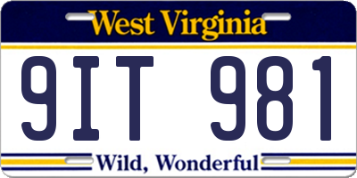 WV license plate 9IT981