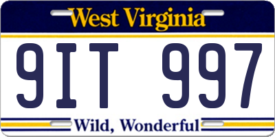 WV license plate 9IT997