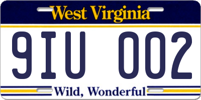 WV license plate 9IU002