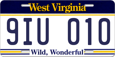 WV license plate 9IU010
