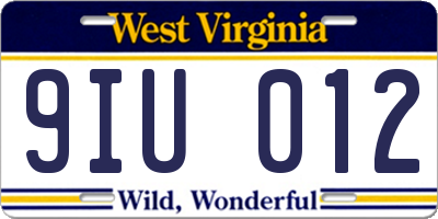 WV license plate 9IU012
