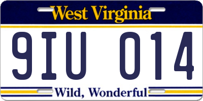 WV license plate 9IU014